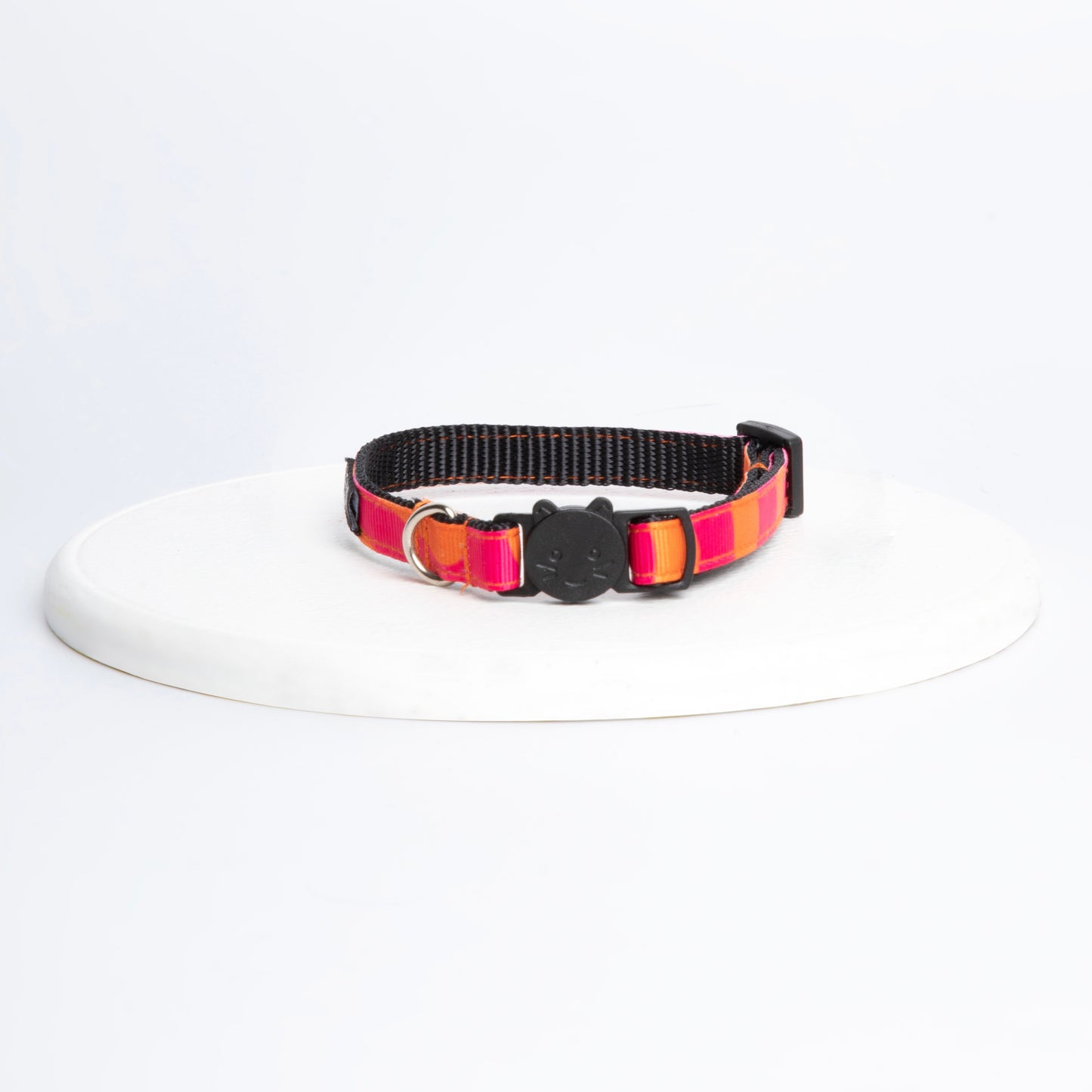 Collar estampado fucsia-naranja gato