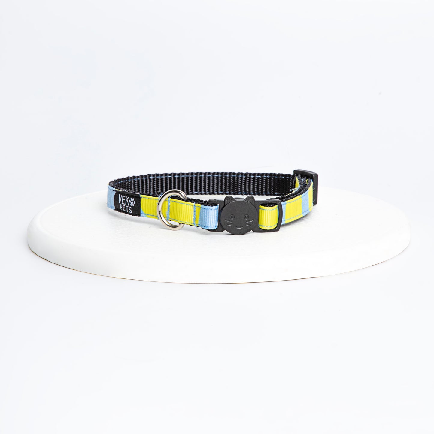 Collar estampado amarillo-azul gato