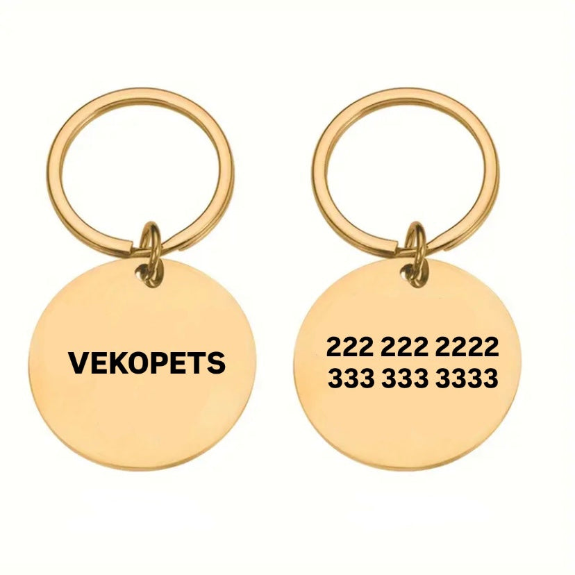 placa de acero dorada para mascotas 