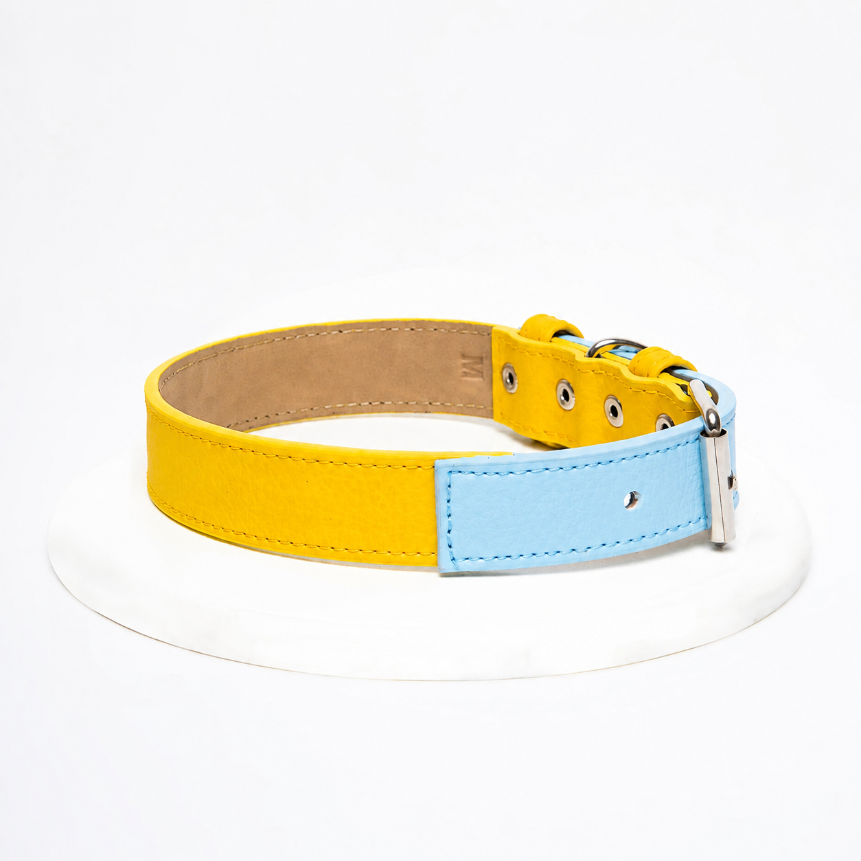 Collar cuero vegano | Amarillo & Azul baby