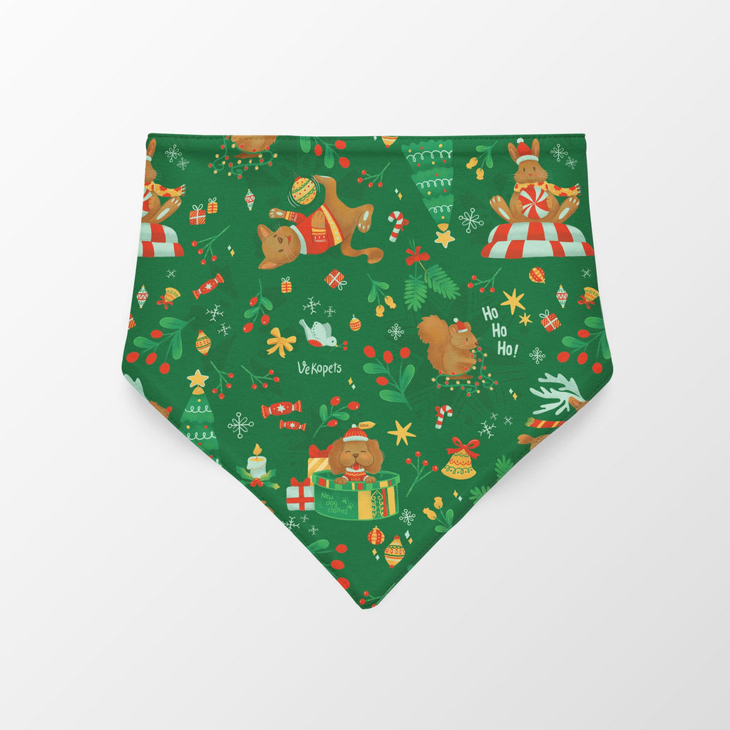 Pañoleta navidad animales verde Vekopets