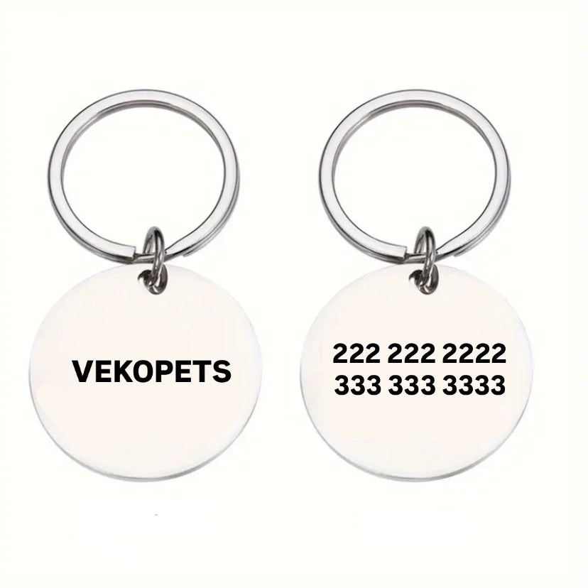 placa de acero plateada para mascotas 