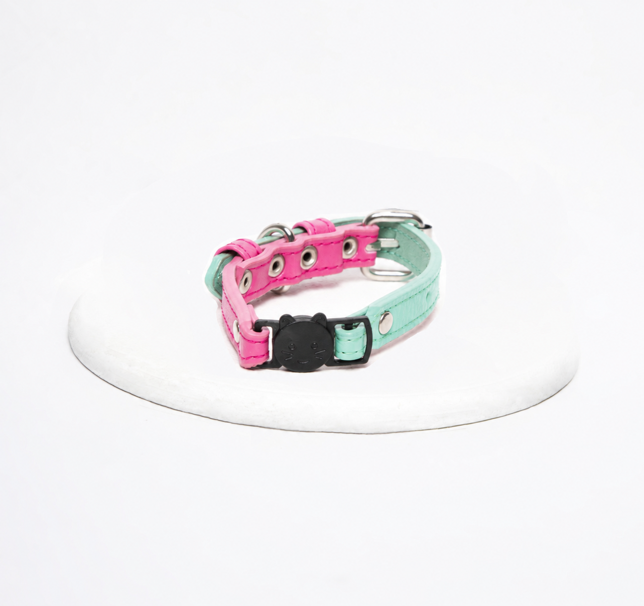 Collar cuero vegano gato | Fucsia & Menta
