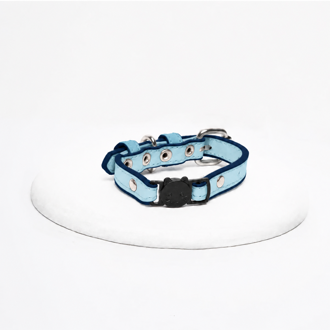 Collar cuero vegano gato | Sky Blue