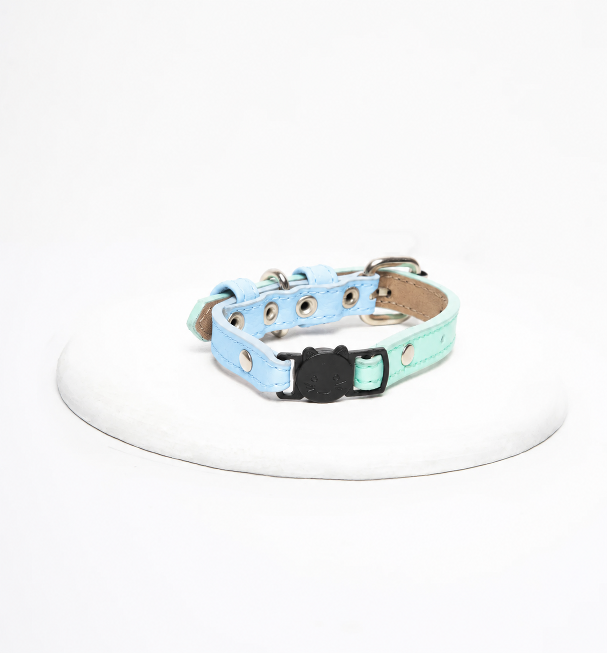 Collar cuero vegano gato | Menta & Azul baby