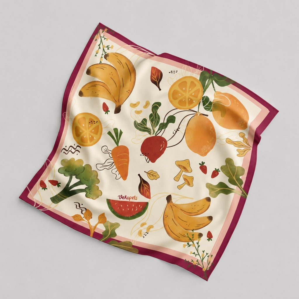 Pañoleta seda para humano | Frutas