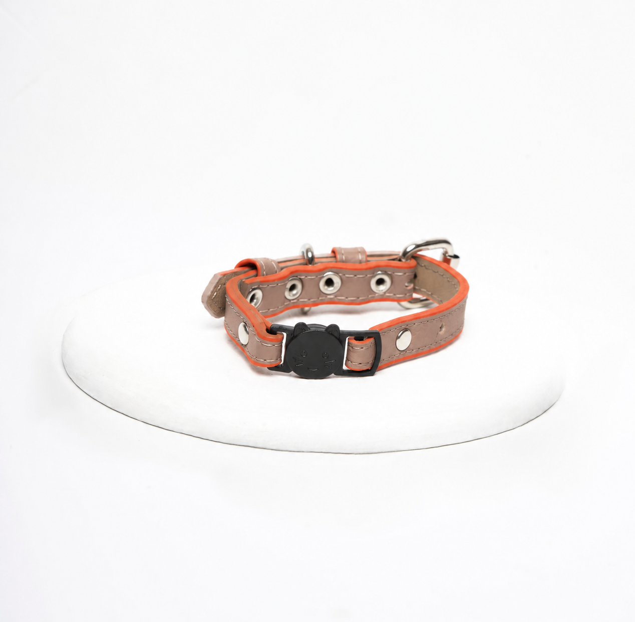 Collar cuero vegano gato | Taupe ember